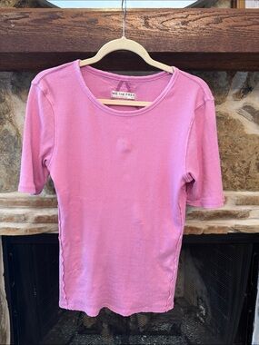 We The Free Dusty Pink Ribbed Short Sleeve Tee